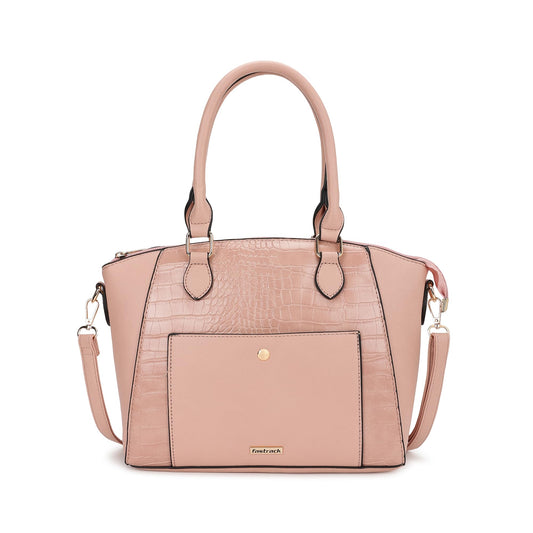 Fastrack Croco Textured Structured Satchel with Detachable Sling Strap for Women, Girls and Ladies | Fits Upto 11" iPad or Tablet | Made of Premium Faux Leather | Ladies Purse Handbag