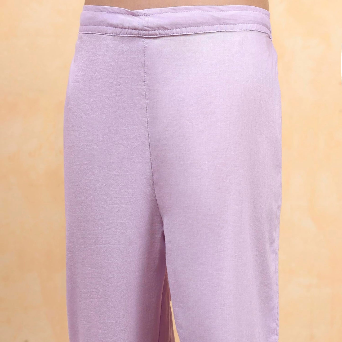 Biba Girl's Lavender Cotton Straight Printed Kurta Pants Set