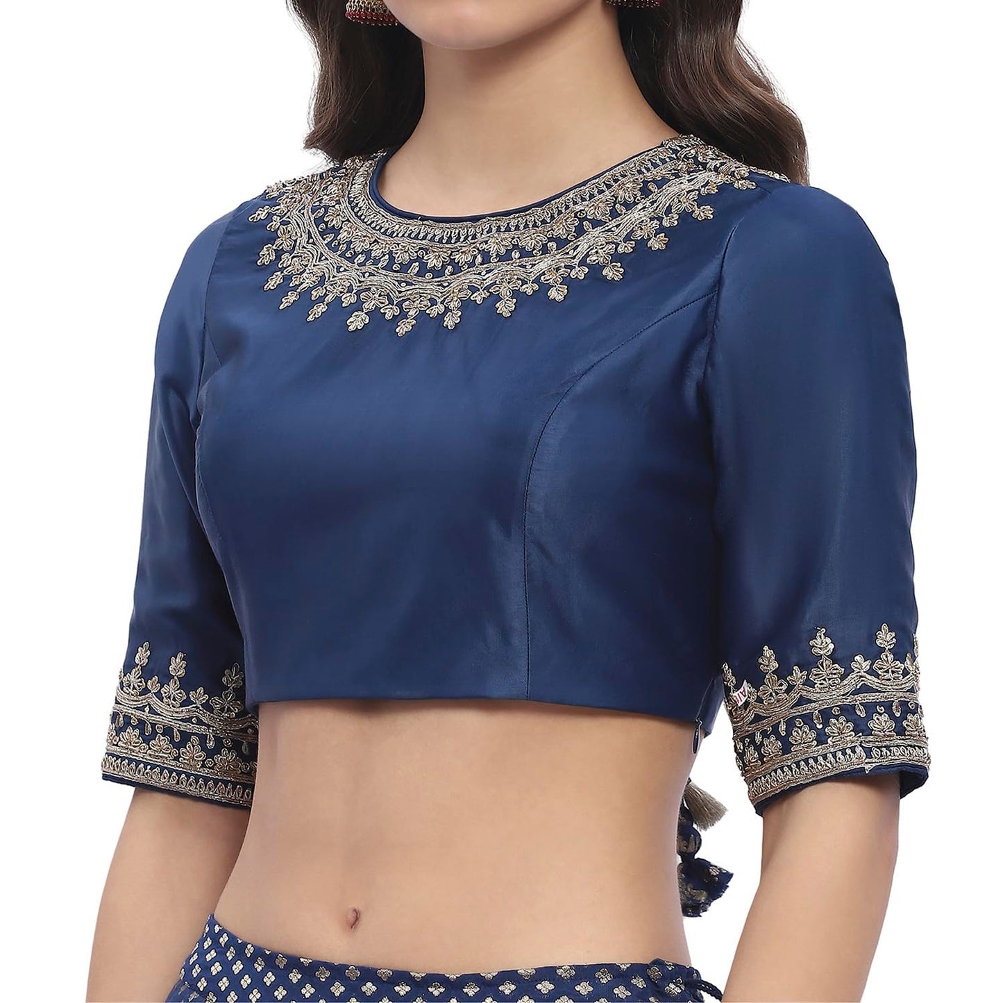 Biba Women's Viscose Blend Lehenga Set (SKDHO10404AW24BLU_Blue_36)