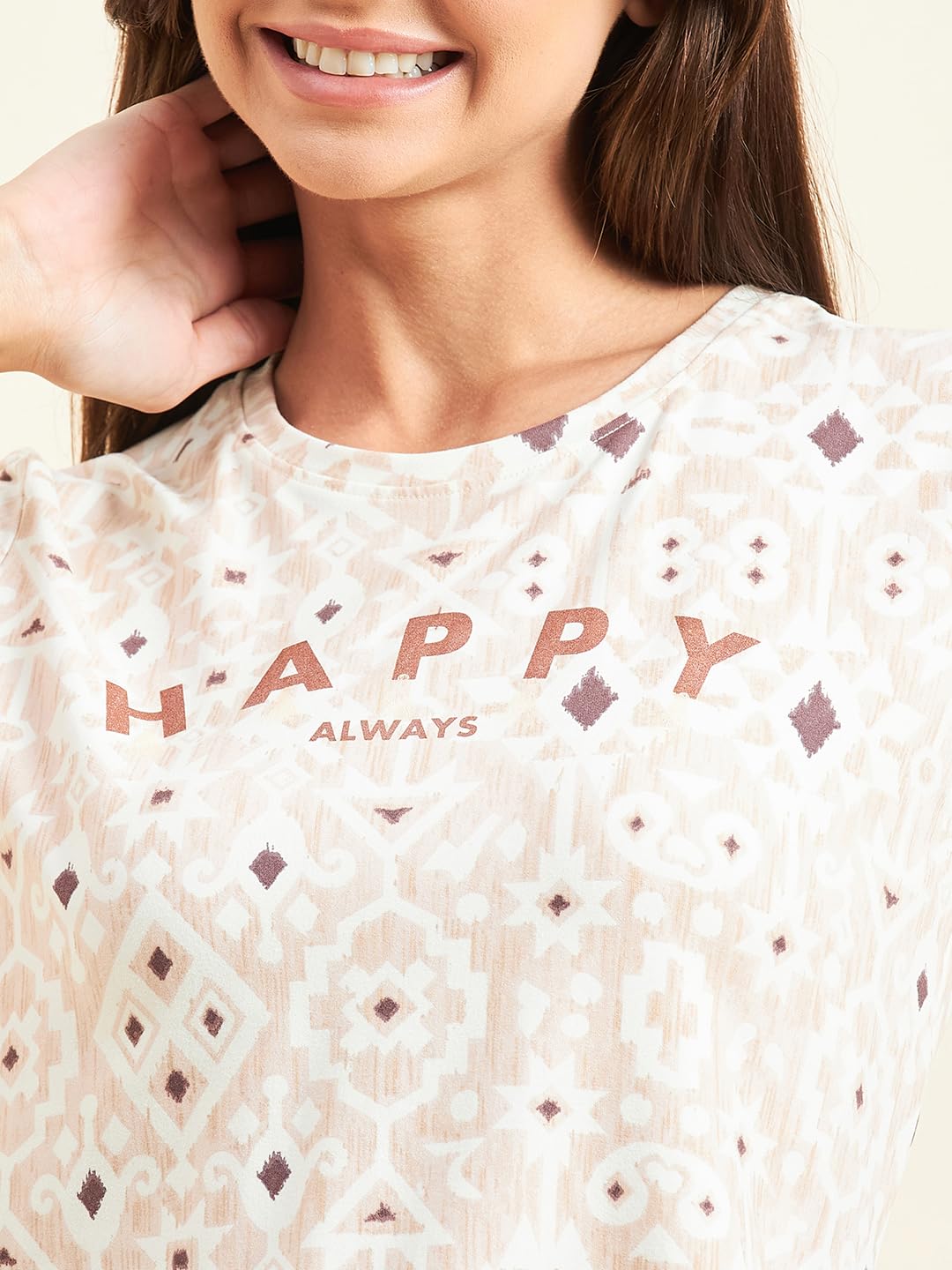 Sweet Dreams Women's Cotton Blend Geometric Pajama Set Pack of 2 (2001AXCO Butter XL)