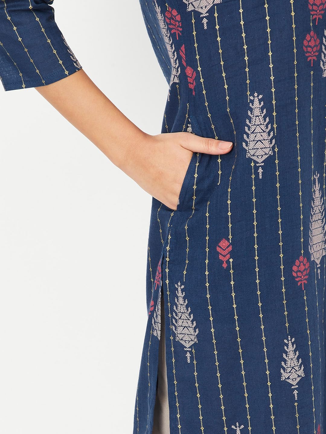 Max Women's Cotton Blend Regular Fit Kurta (PEPKSP25TUINDIGO_Indigo, XL