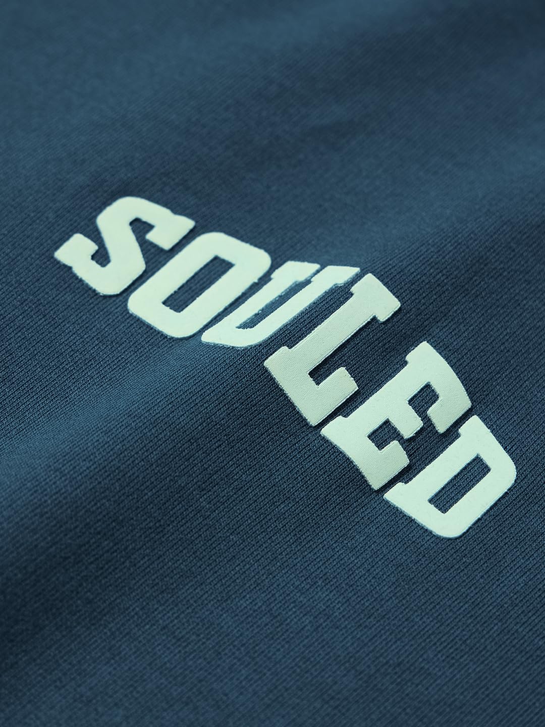 The Souled Store Solids: Deep Sea Blue Oversized T-Shirt for Men Boys Cotton Casual Half Sleeves Baggy Loose Fit Drop Shoulder Round Neck