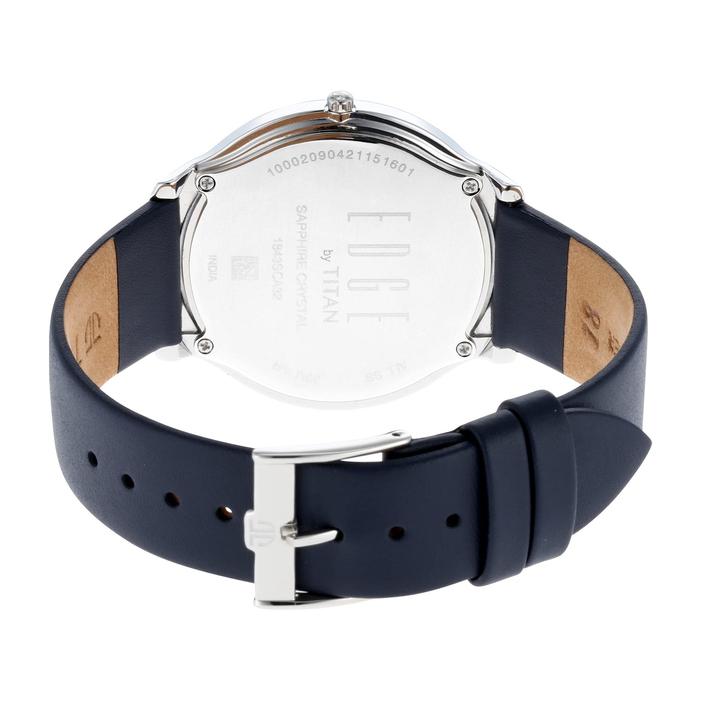 Titan Edge Baseline Quartz Analog Off-White Dial Blue Leather Strap Watch for Men - NT1843SL01