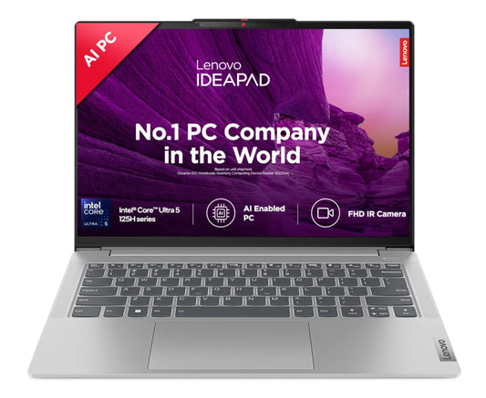Lenovo IdeaPad Slim 5 Intel Core Ultra 5 125H Built-in AI 14" (35.5cm) WUXGA-IPS 300Nits Thin & Light Laptop (16GB/512GB SSD/Win 11/MSO 21/FHD+IR Cam/3Mon Game Pass/Grey/1.4Kg), 83DA0002IN