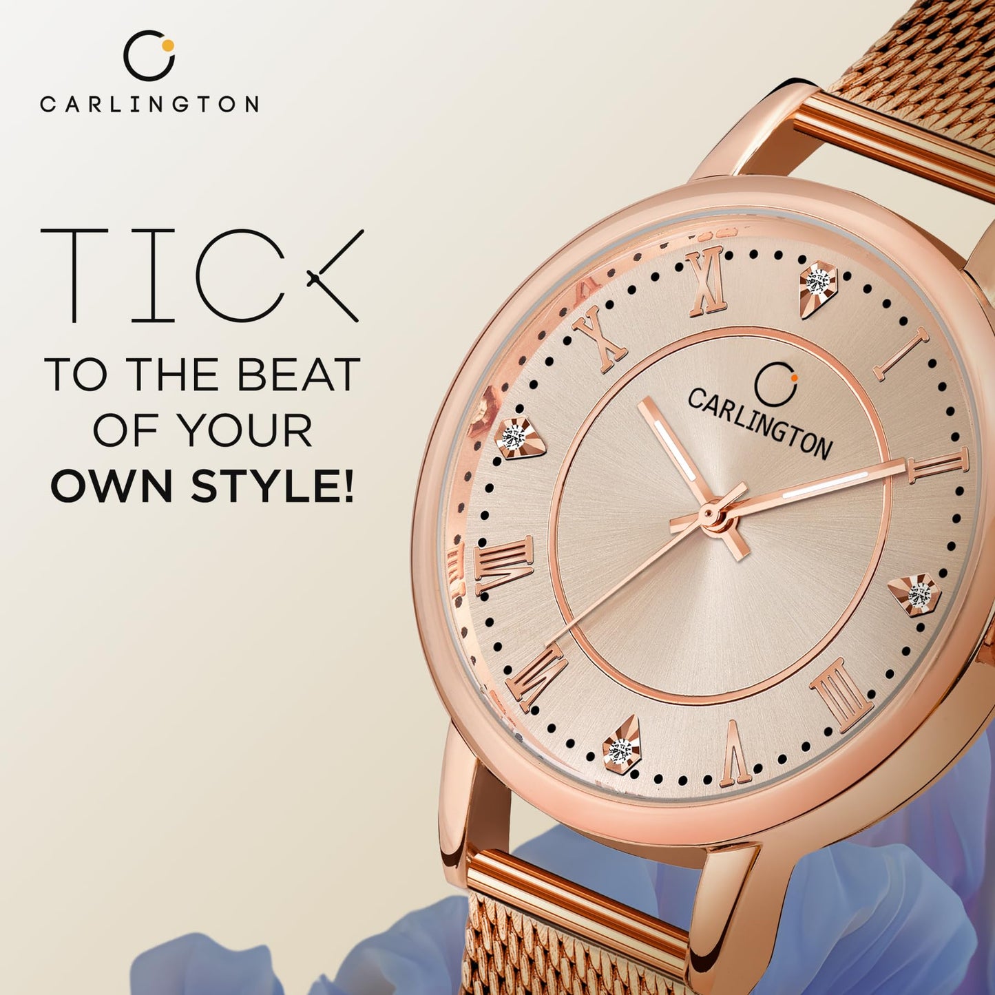 Carlington Gold-Plated Analog Dial Women's & Girl's Watch(Rose Gold Dial Rose Gold Colored Strap)