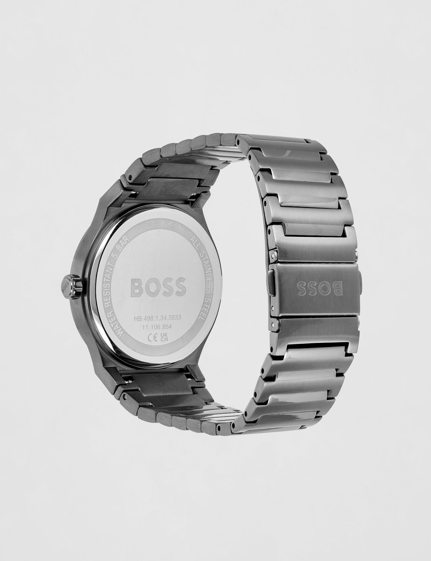 HUGO BOSS Mens Stainless Steel Analog Grey Dial Watch-1514078, Band Color:Gray