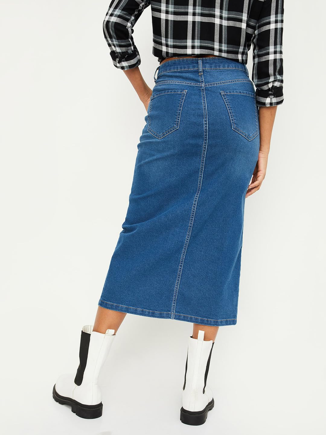 Max Women Washed Pencil Skirt (NR041DMID Blue)_26