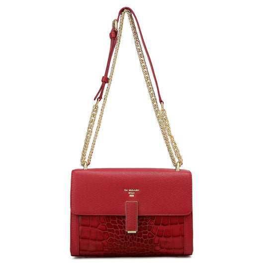 Da Milano Leather Shoulder Bag for Women - Purple