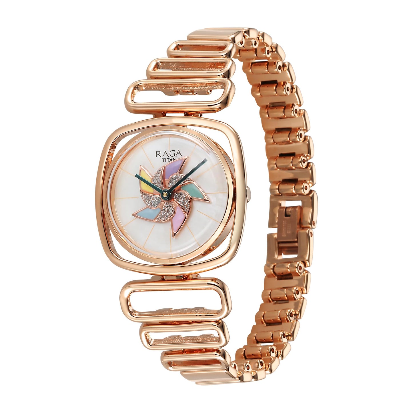 Titan Raga Memoirs Quartz Analog Mother of Pearl Dial with Rose Gold Color Metal Strap Watch for Women/NT95256WM01