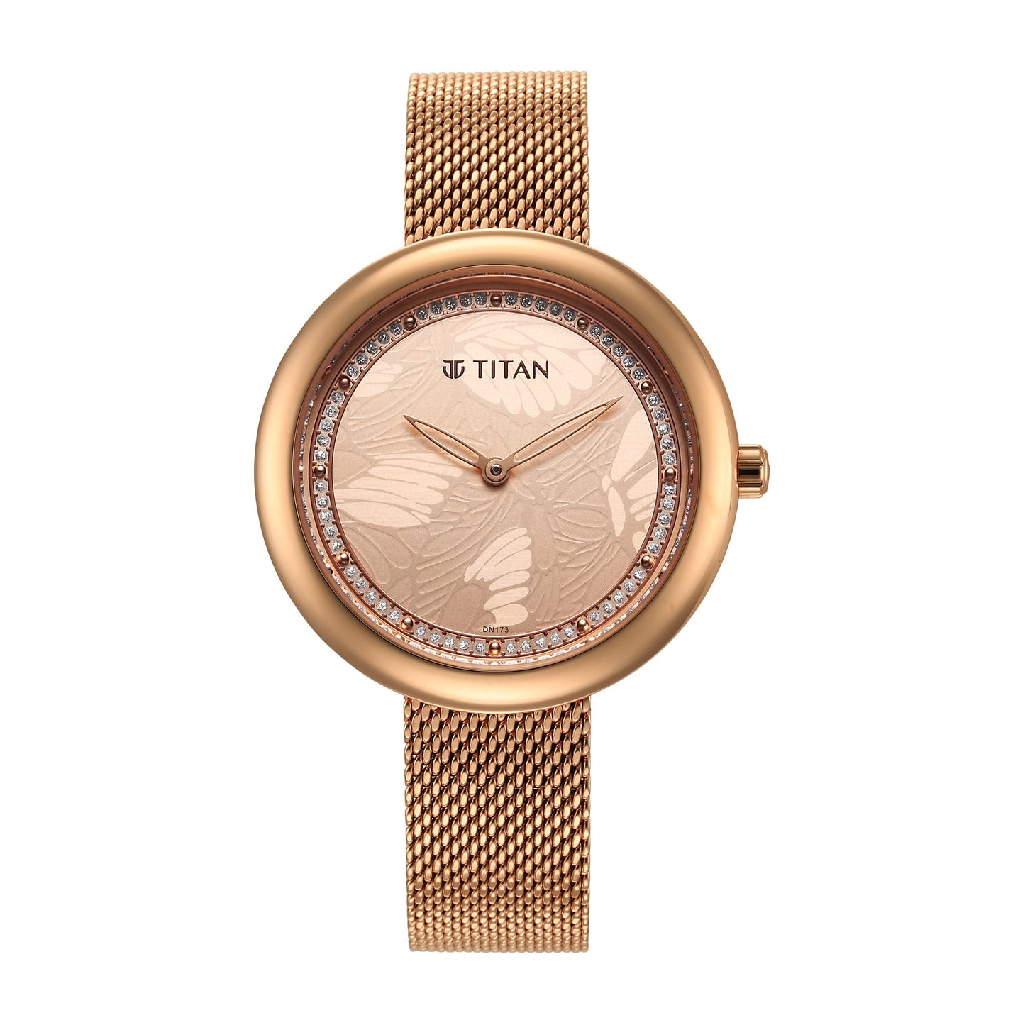 Titan Glitz Rose Gold Dial Stainless Steel Strap Analog Watch for Women-NS95210WM01