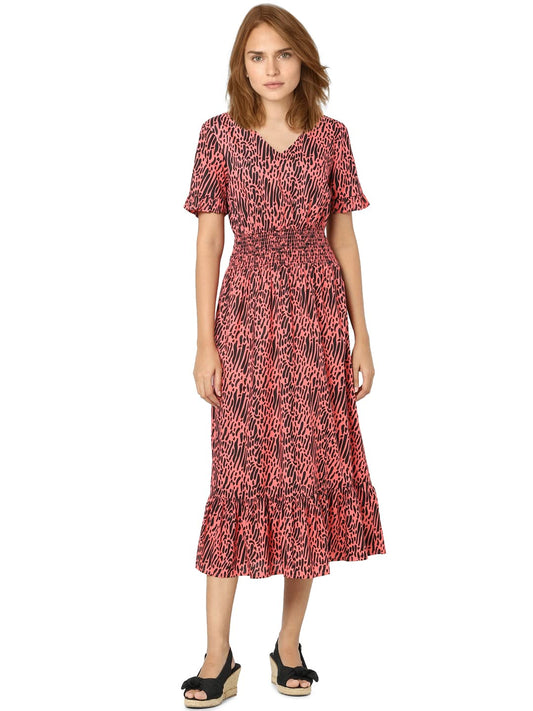 Vero Moda Women's Viscose A-Line Midi Dress (231308902-Sugar Coral_Sugar S)