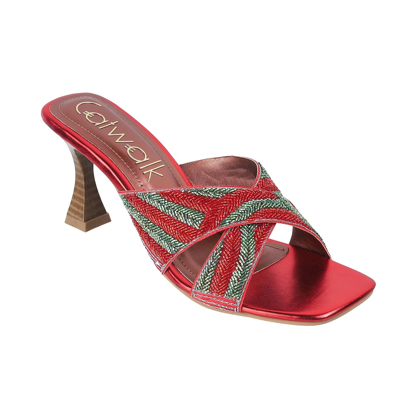 Catwalk Women Stylised Open Back Kitten Heels | For Women & Girls (RED,4 UK)