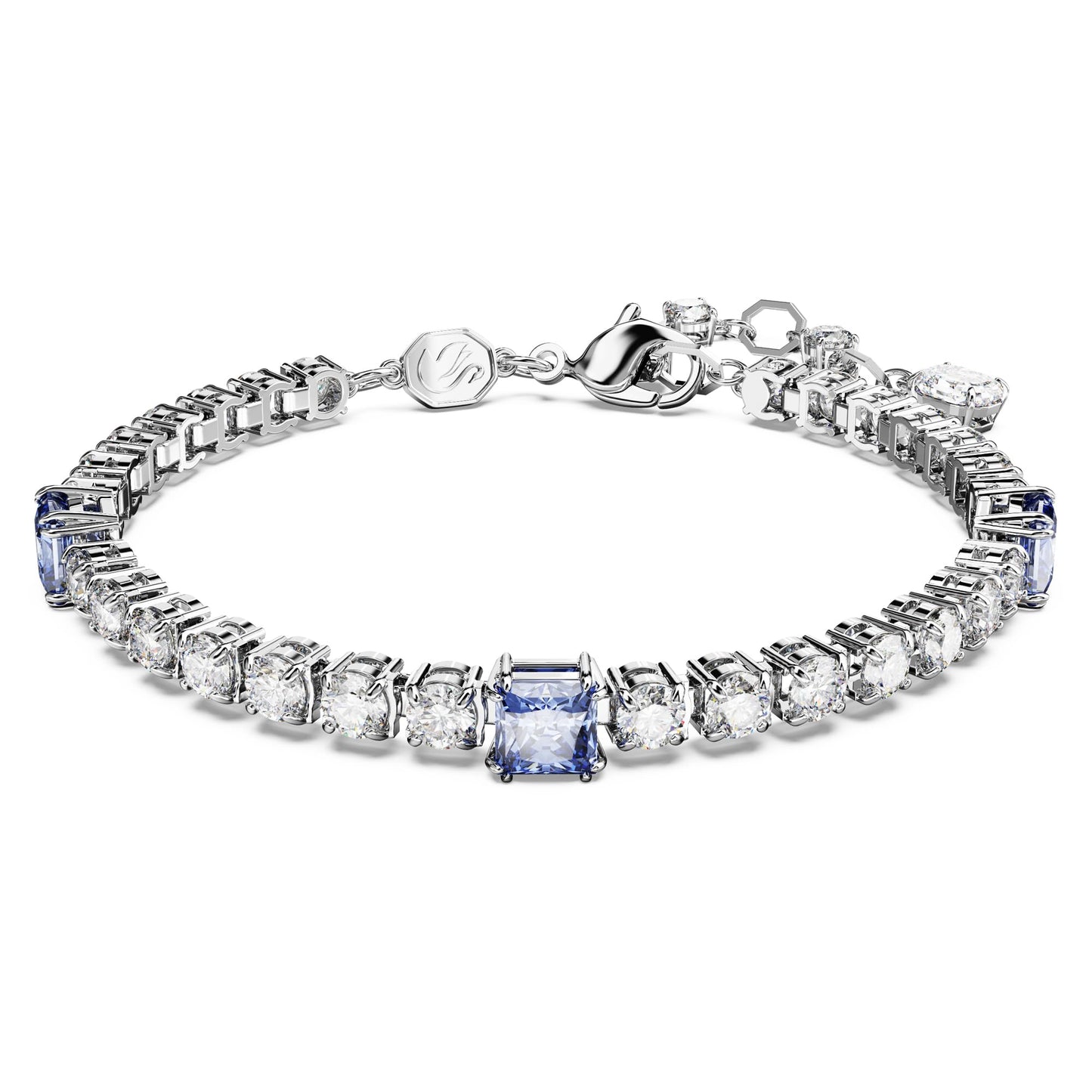 Swarovski Matrix Tennis bracelet, Mixed cuts, Blue, Rhodium plated