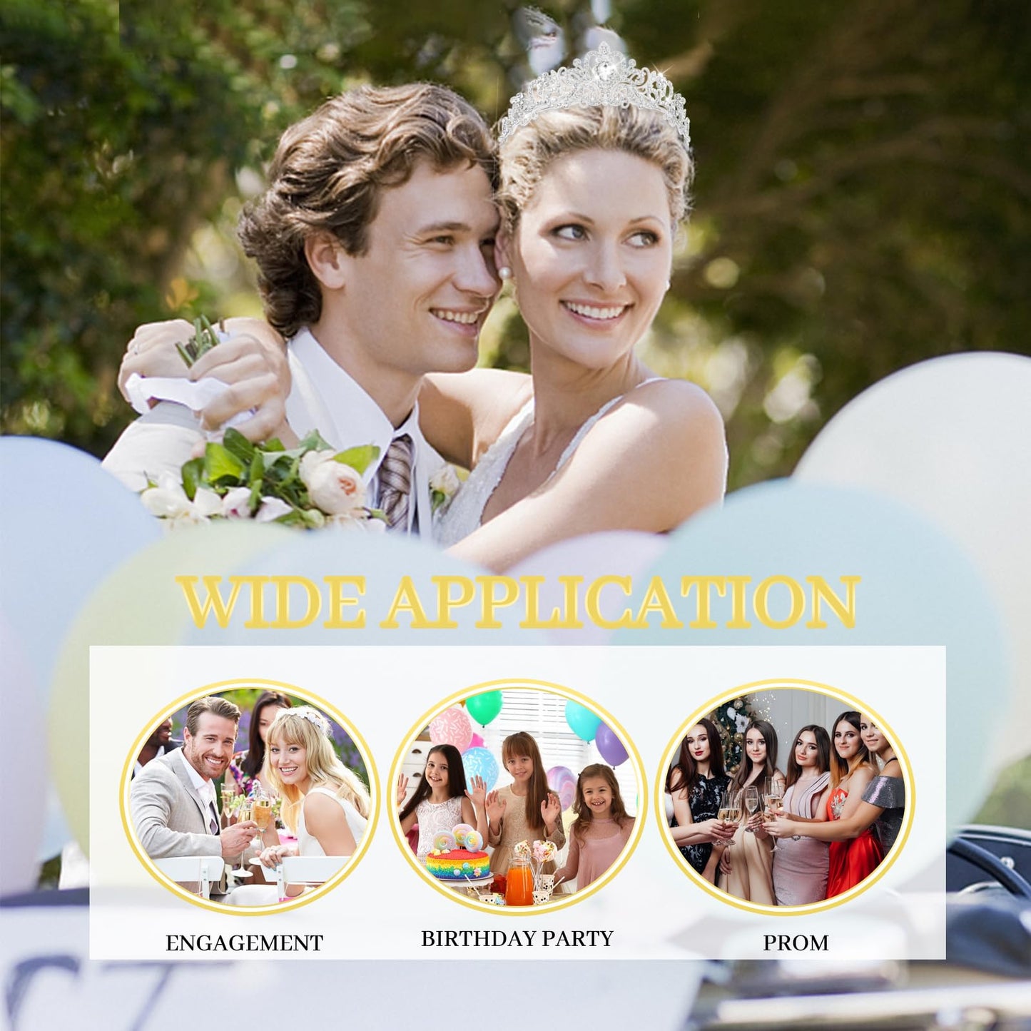 Rierousy Tiara Wedding Crown Women's Crown Bridal Crystal Crown Rhinestone Crown, Wedding Tiara for Weddings, Proms, Pageants, Princess Parties, Birthday Parties etc, 13 * 14 * 4.5cm, Non-Precious