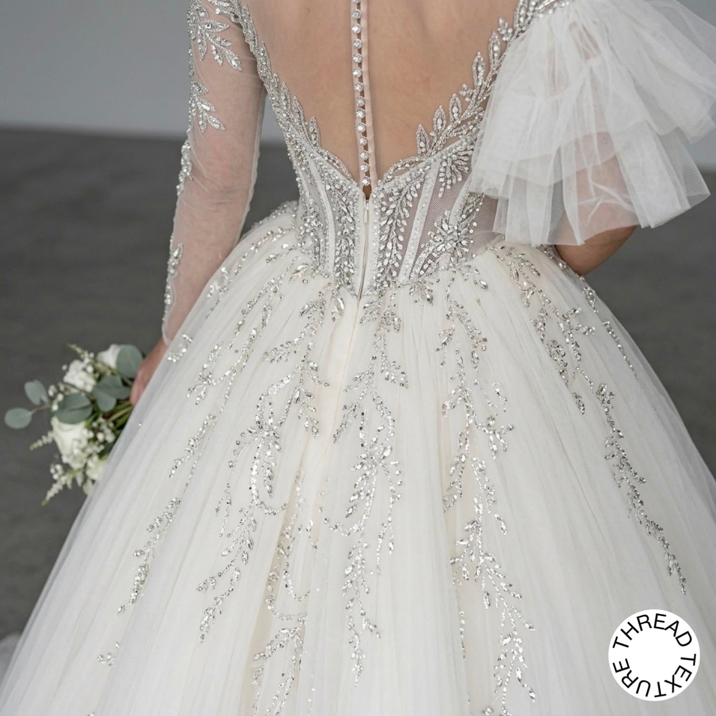 ThreadTexture Women's Luxury Off-the-Shoulder Beaded Wedding Dress Crystal Corset High Slit Bridal Gown (in, Alpha, XS, Regular, White, Designer Shivay)