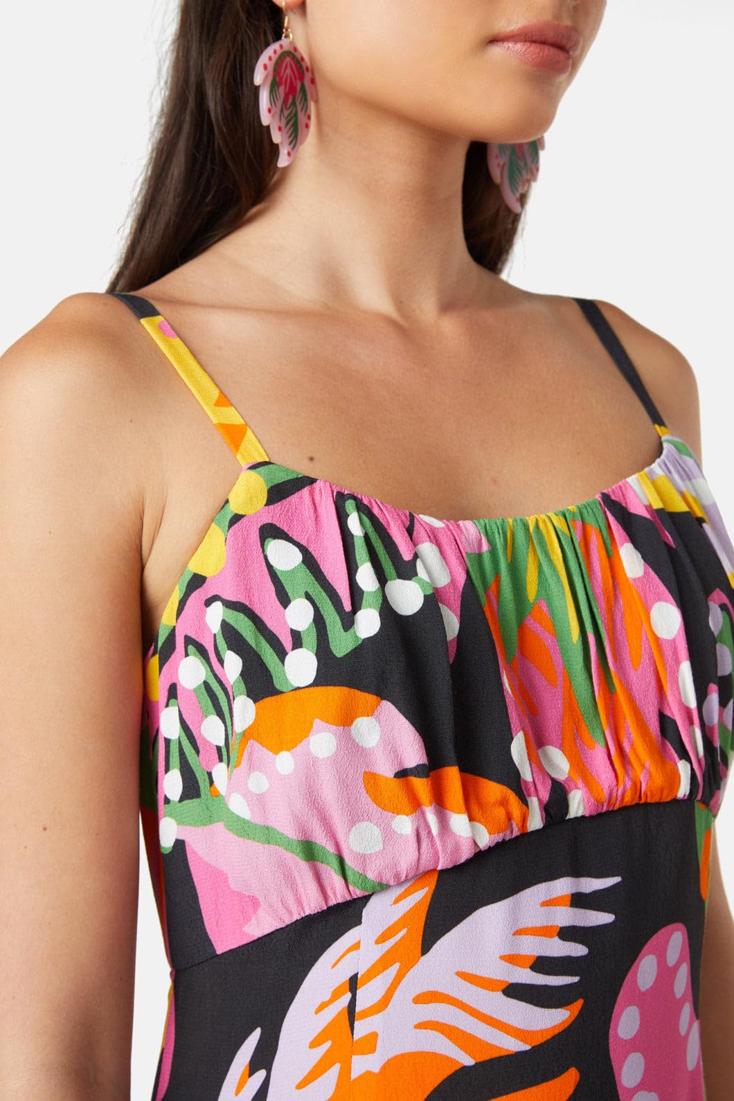 Attire Empire Women's Rayon Midi Black Dress