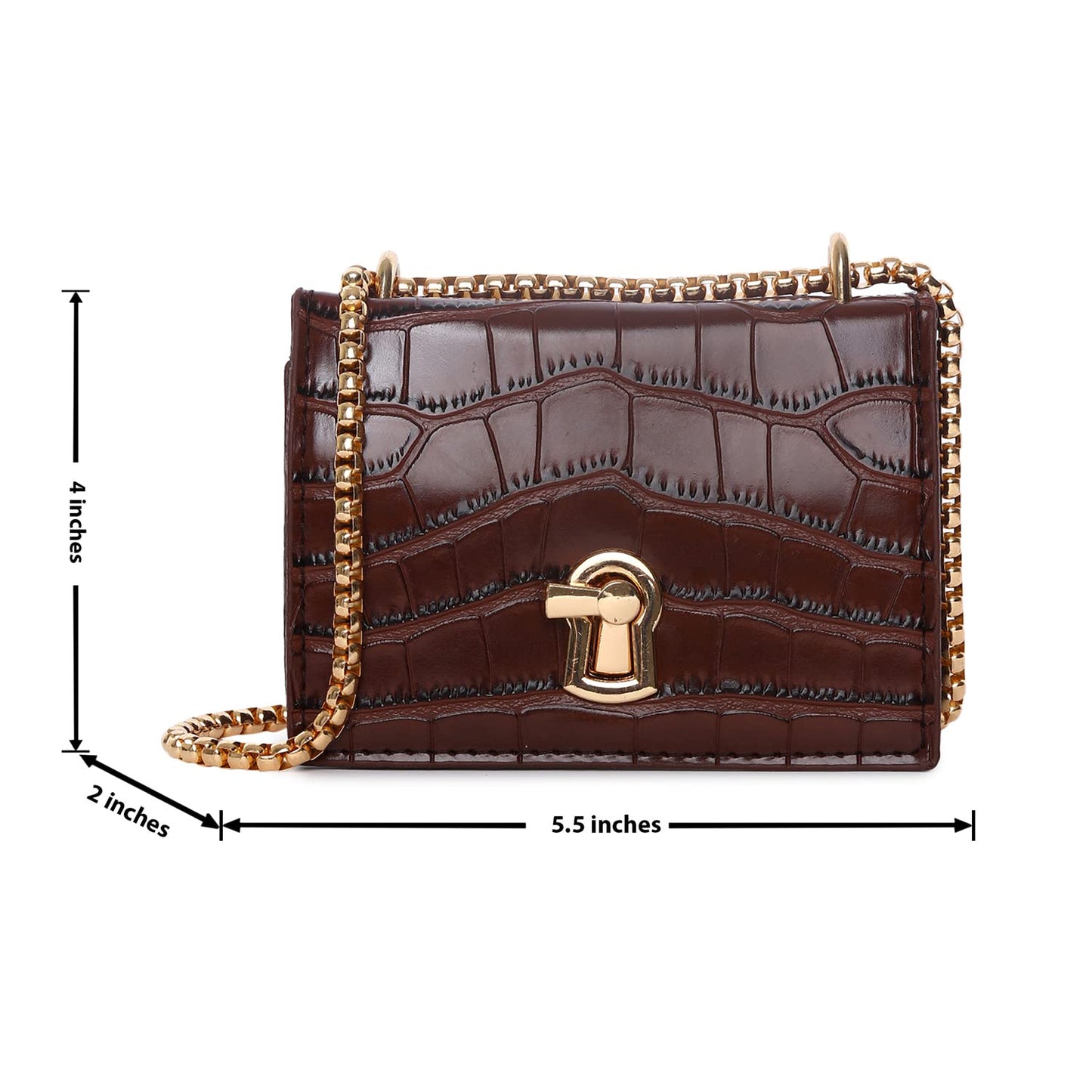 Haute Sauce Textured Twist Lock Sling Bag with Chain Strap (AZ_HSHB1018)