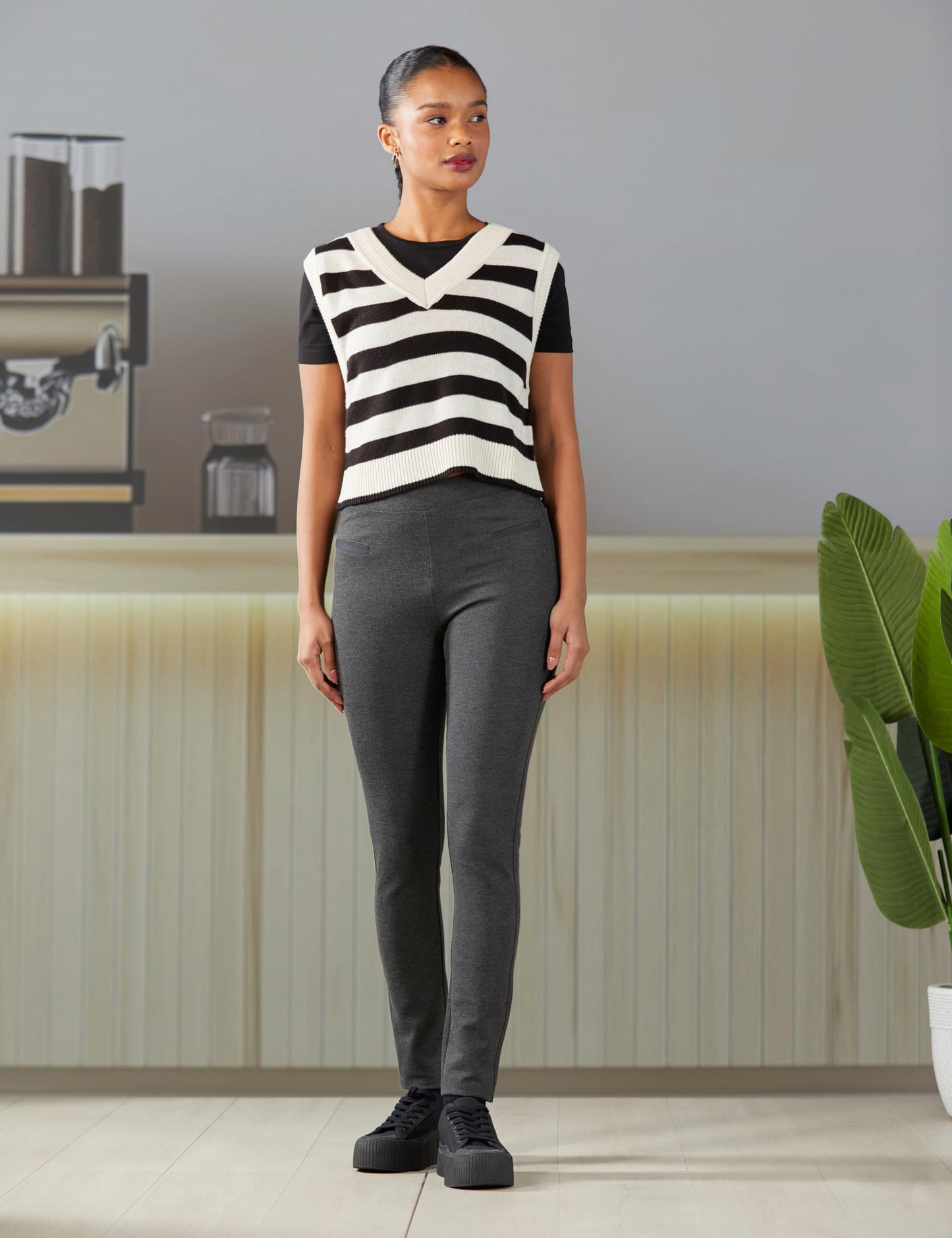 VERO MODA Women's Skinny Casual Pants (249365205_Dark Grey Melange_S)