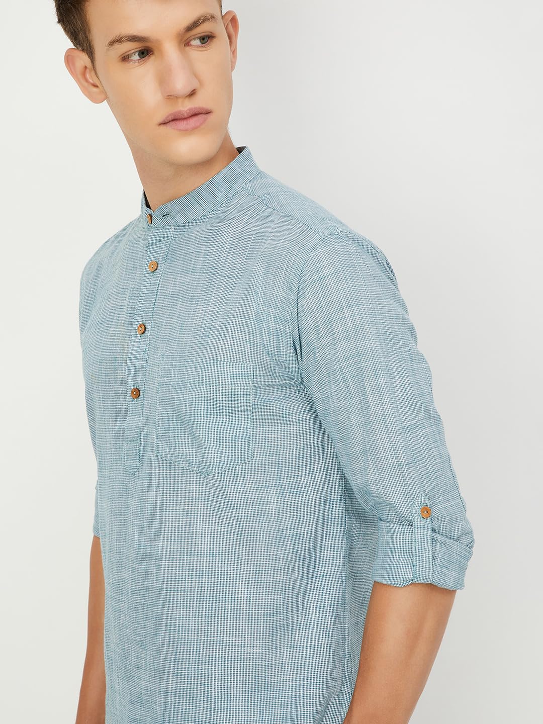 Max Men's Cotton Regular Kurta (FUBSTPA2403SDGREEN_Green