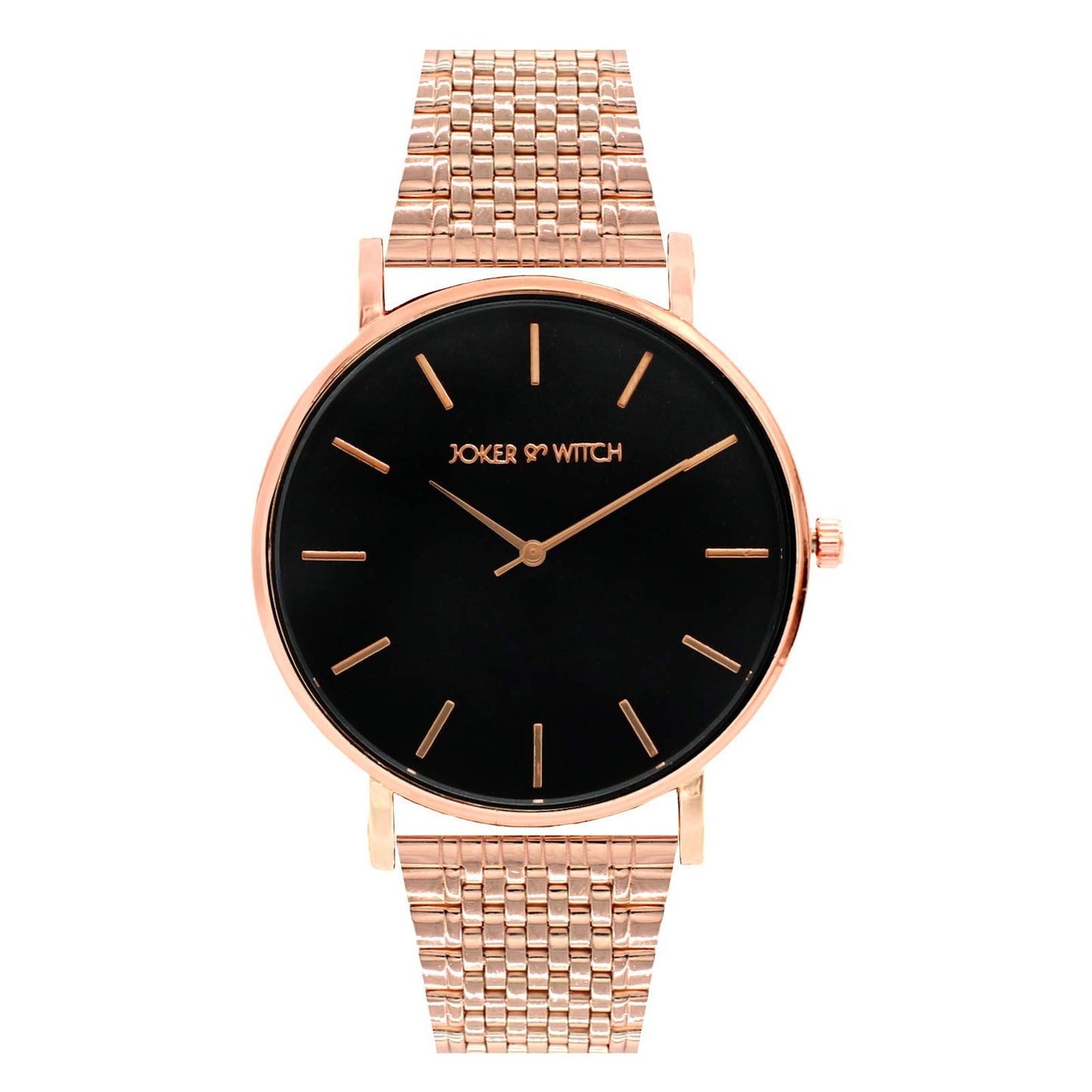 Joker & Witch Stainless Steel Casual Analogue Women Watch(Black Dial Rose Gold Colored Strap)-Jwbs82, Rose Gold Band