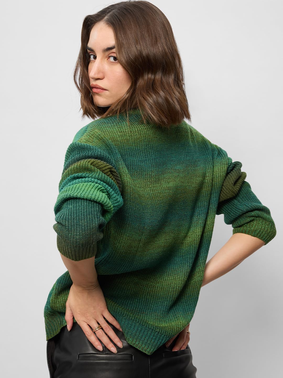 The Souled Store Knitted Ombre Sweater : Fern Cable Knit Women Oversized Sweater