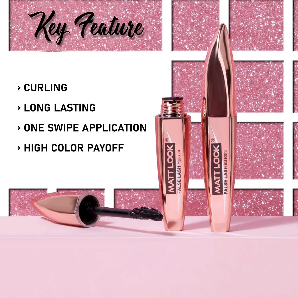 MATT LOOK Eye Makeup Curl & Volume Waterproof False Lash Mascara, Black (12ml)