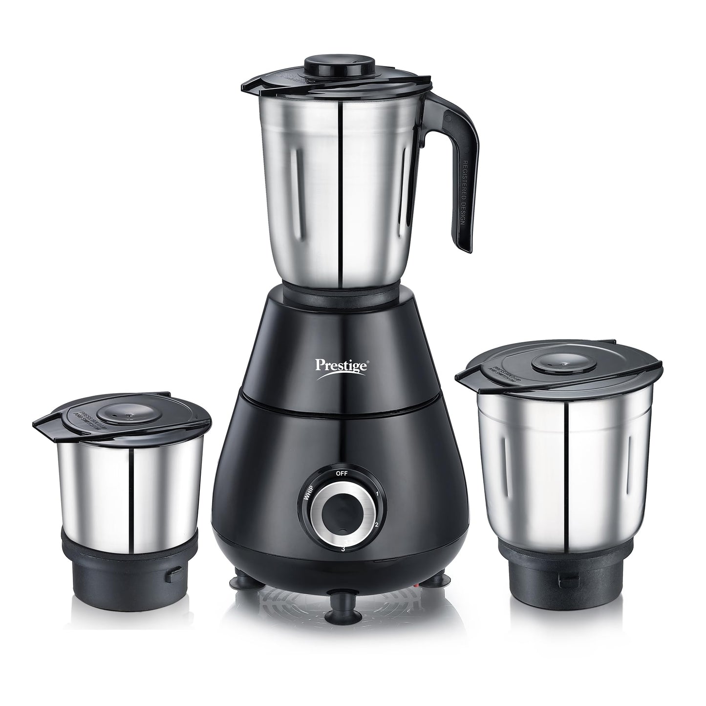 Prestige 500 Watts Apex Mixer Grinder with 3 Stainless Steel Jars|3 Super Efficient Blades|Sturdy Handles|Black|