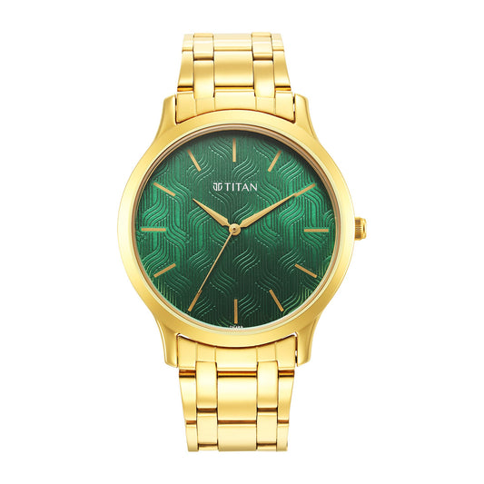 Titan Karishma Radiance Green Dial Analog Stainless Steel Strap Watch for Men-NS1825YM07