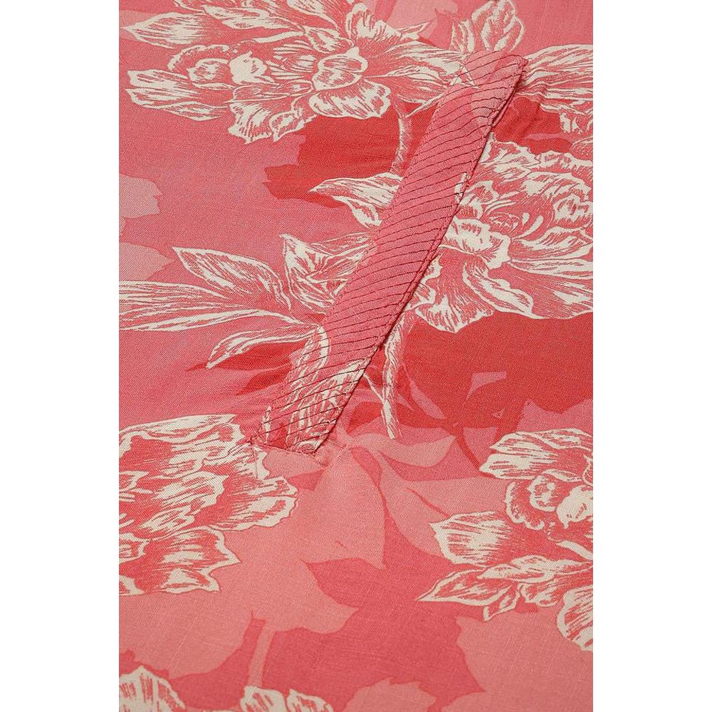 BIBA Rayon Women Printed Straight Fit Mix and Matchkurta (Retro Fl19328_Coral_38), Pink