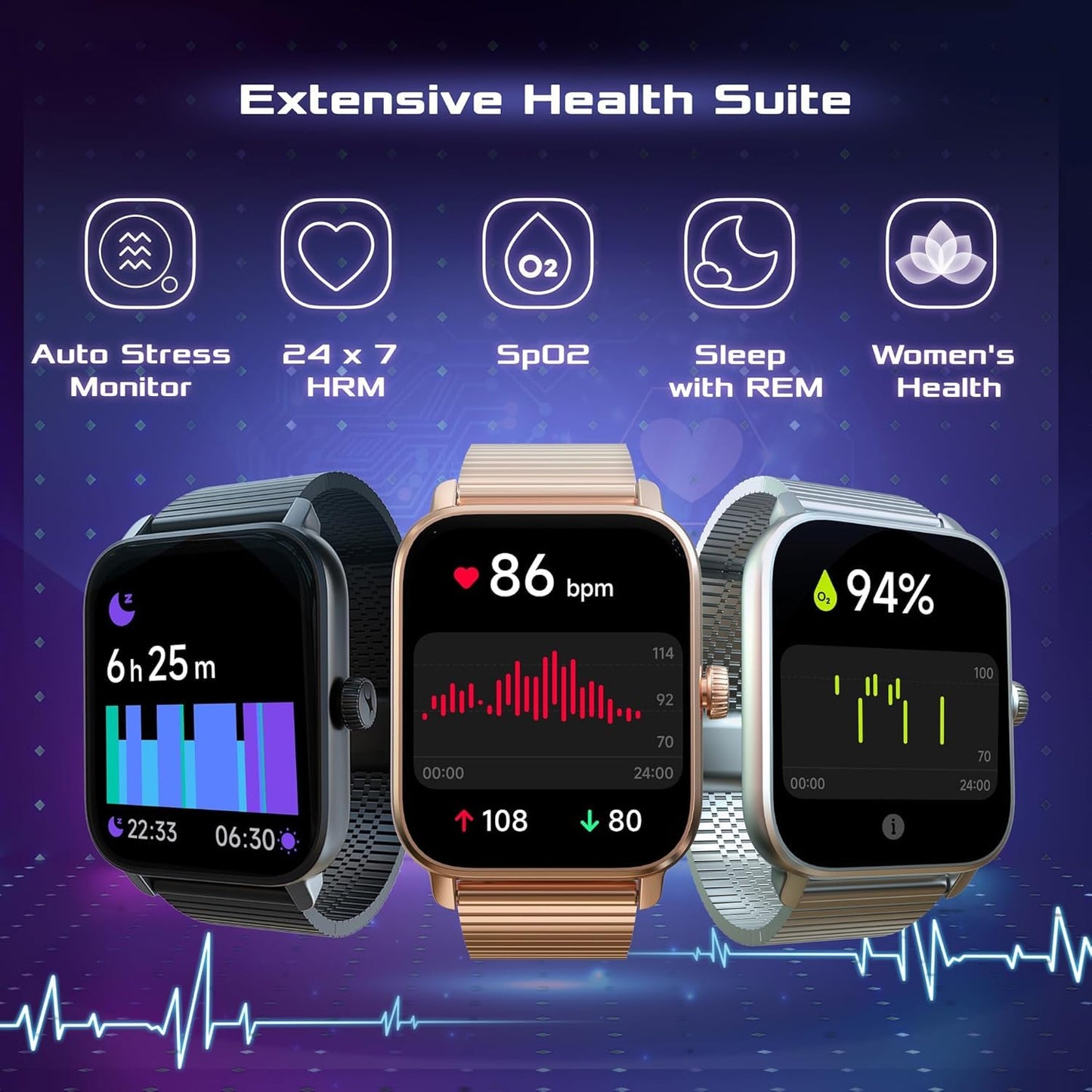 Fastrack Smart Watch Phantom 1.85 Super Ultravu Display Fashionable Metal Design Functional Crown (Black)