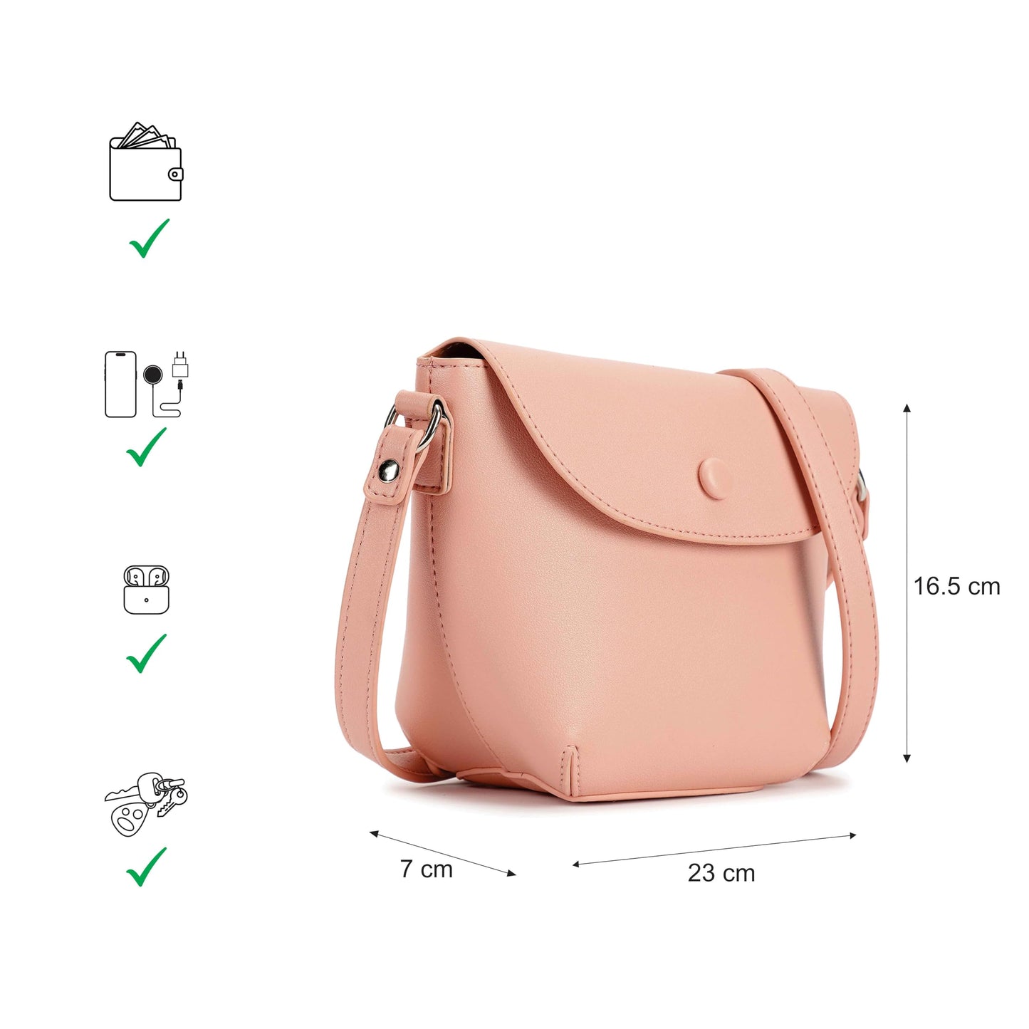 Fastrack Catch Me If You Can Sling Bag for Women | Small Size with Flap and Button Lock, Adjustable Strap | Stylish, Functional Sling Bag for On-the-Go