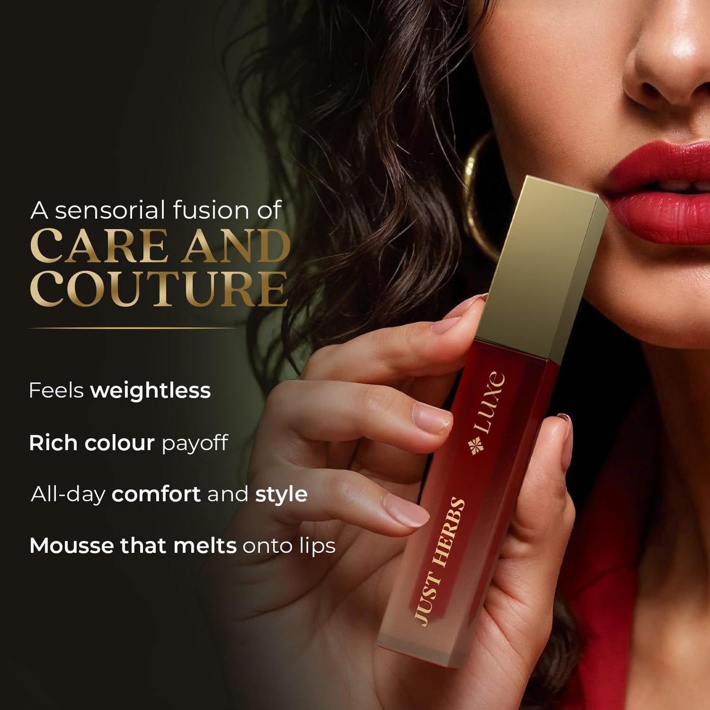 Just Herbs Luxe Dream Muse Mousse Liquid Lipstick | Luxury Makeup | Velvet Matte | Long Lasting & Transferproof Formula | Ayurvedic Lipstick – 3.5 ml (08 MAROON DESIRE)