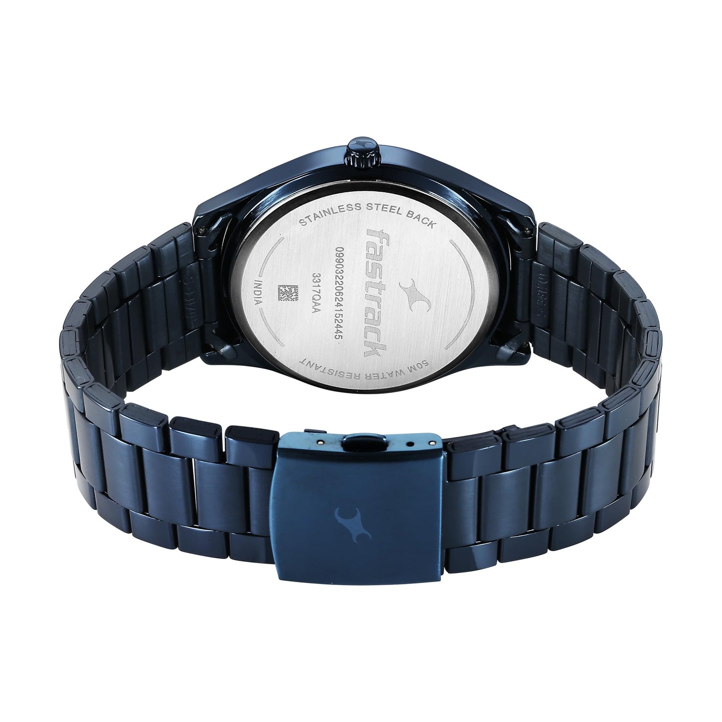 Fastrack Stunners Quartz Analog Blue Dial Blue Metal Strap Watch for Guys