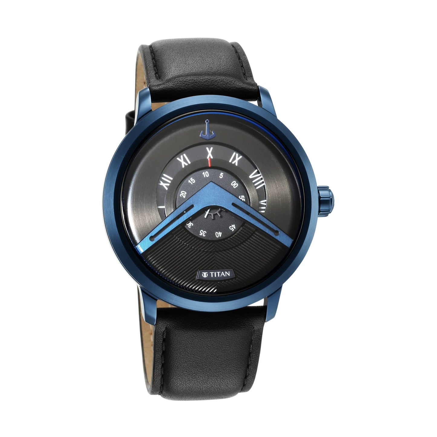 Titan Maritime Quartz Analog Black Dial Black Leather Strap Watch for Men - NT1828QL04