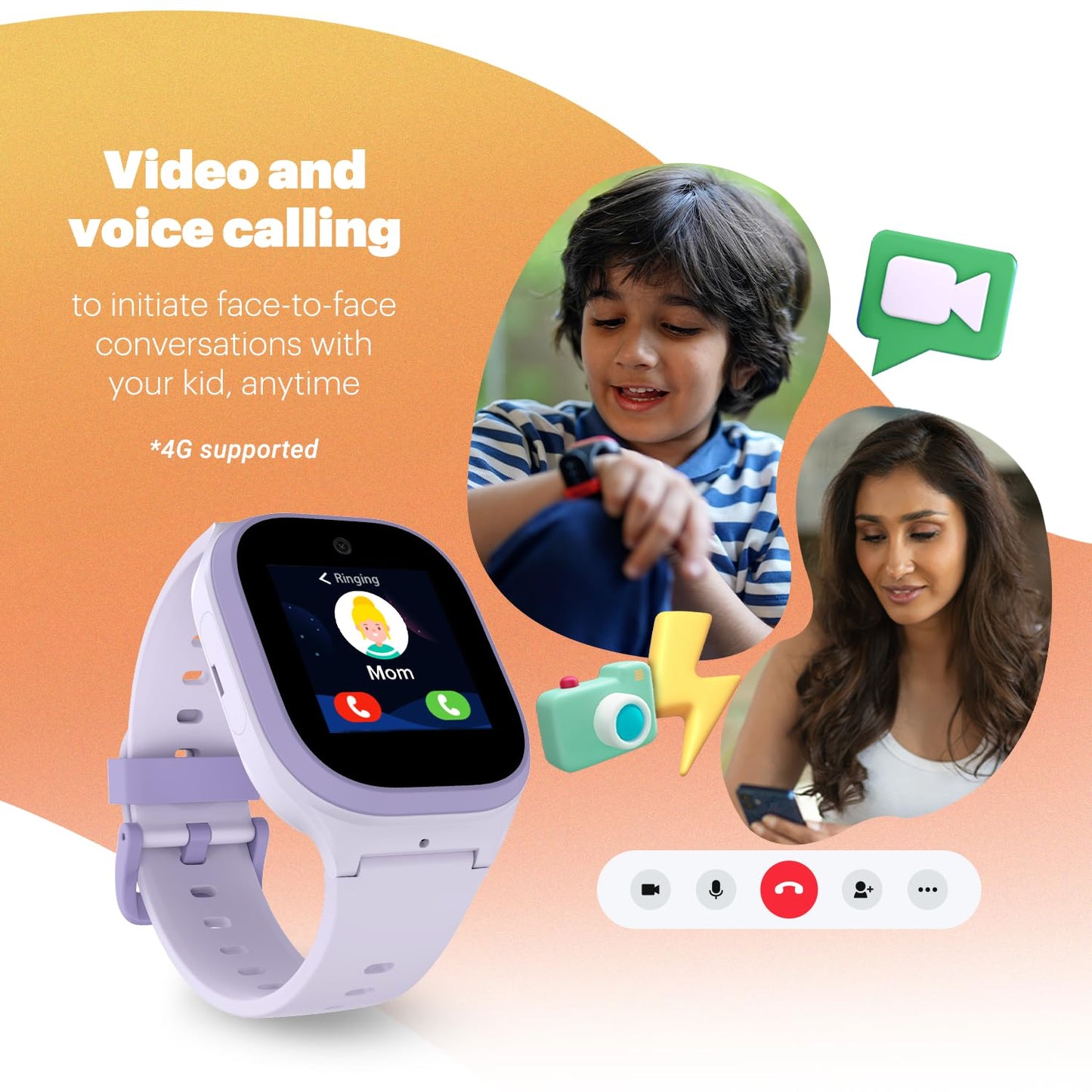 Noise Scout Kids Smartwatch with Assisted GPS Tracking, 4G Video & Voice Call, Safe Zone Alert, SOS Button, Habit Formation, in-Built Games, Buddy App for Parents (Twinkle Purple)
