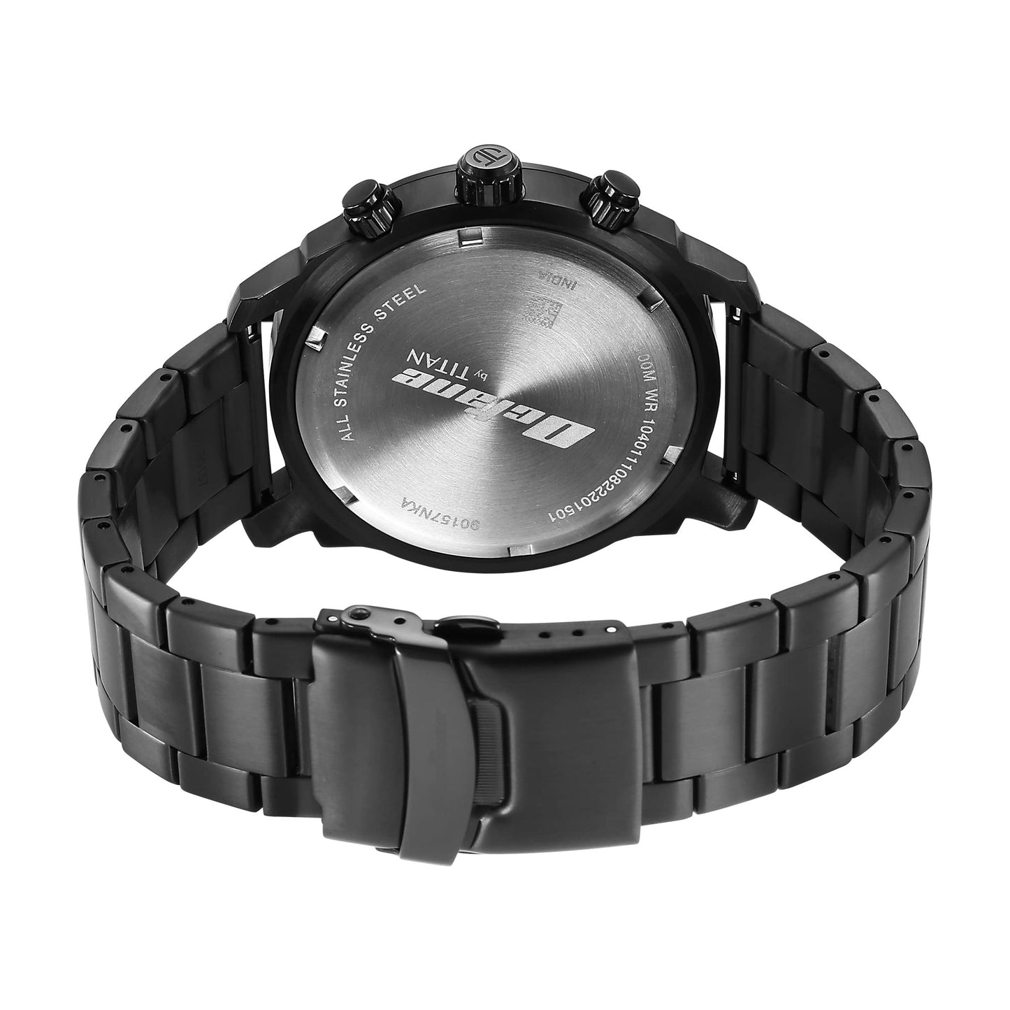 Titan Octane Classic Sporty Quartz Chronograph Black Dial Stainless Steel Strap Watch for Men-NS90157NM01