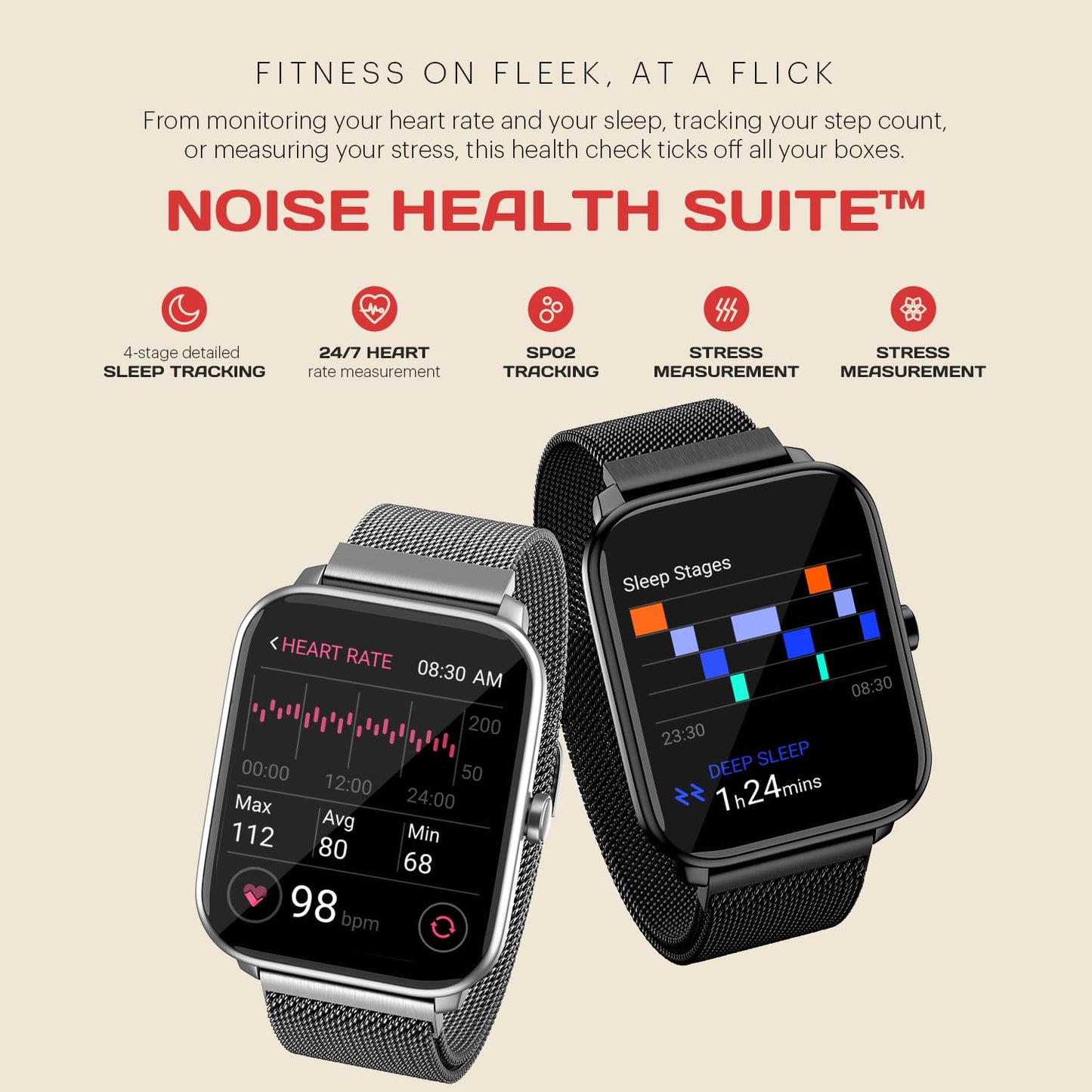 Noise ColorFit Pulse 4 with 1.85" Dynamic AMOLED Display, 600 Nits Brightness, BT Calling Smart Watch, Premium Build, 7 Days Battery Life, 24*7 Heart Rate & Sleep Tracking on NoiseFit App (Jet Black)