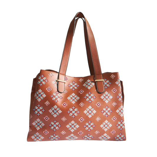 Chumbak Women's Office Tote Bag, Printed Canvas Shoulder Bag for College, Work and Travel, Stylish and Durable with Laptop Compartment