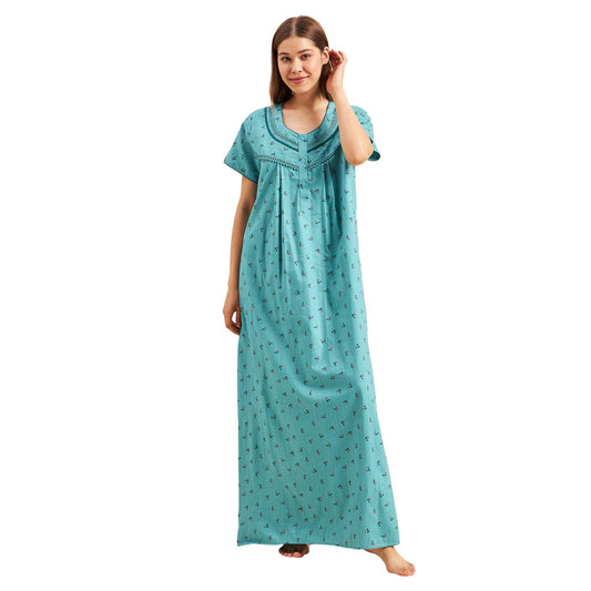 Sweet Dreams Women's Cotton Maxi Classic Nightgown (OCW-2990_Mint_XL)