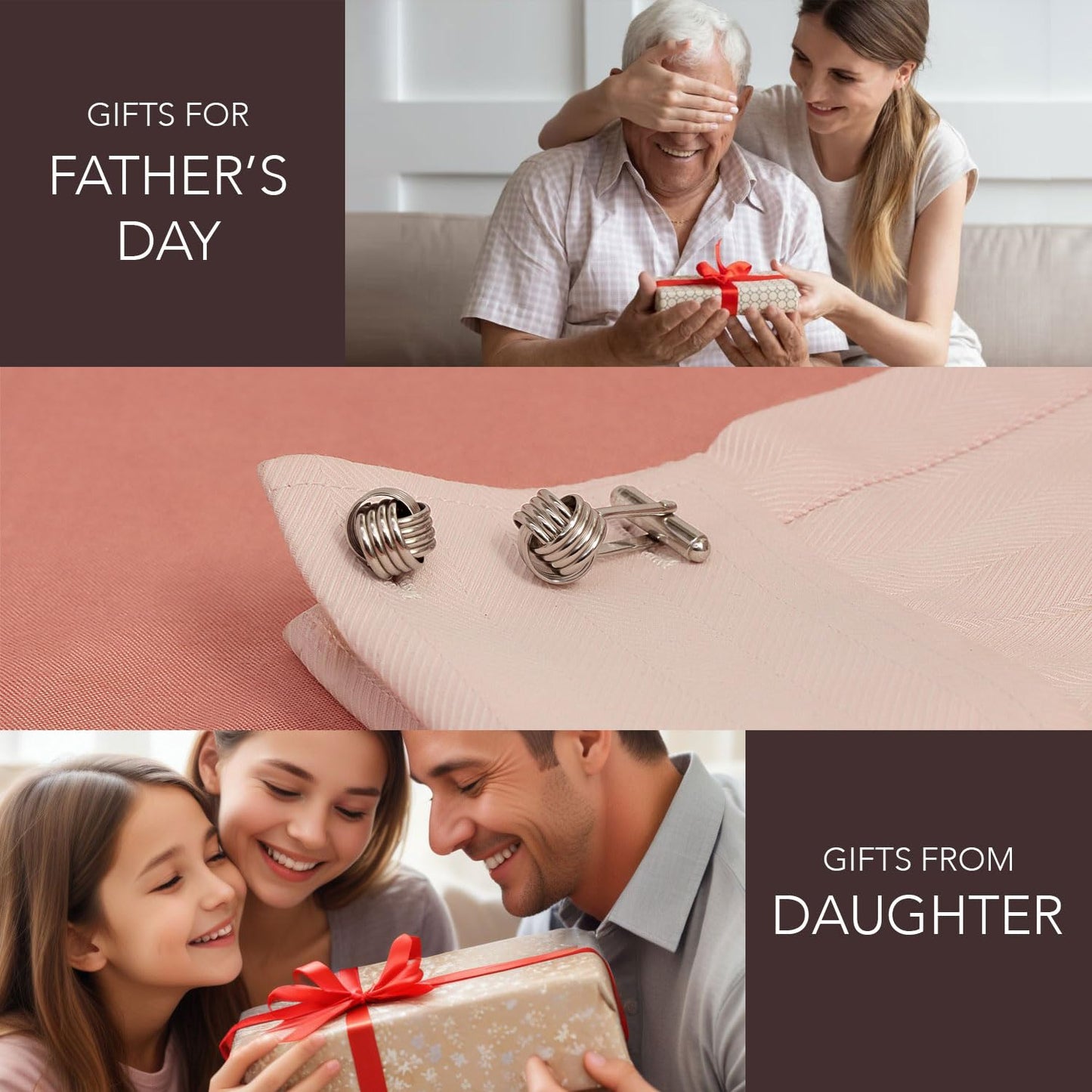 LeCalla Precious-Moments 925 Sterling Silver BIS Hallmarked Italian Design Love Knot Cufflinks - Gift for Men's