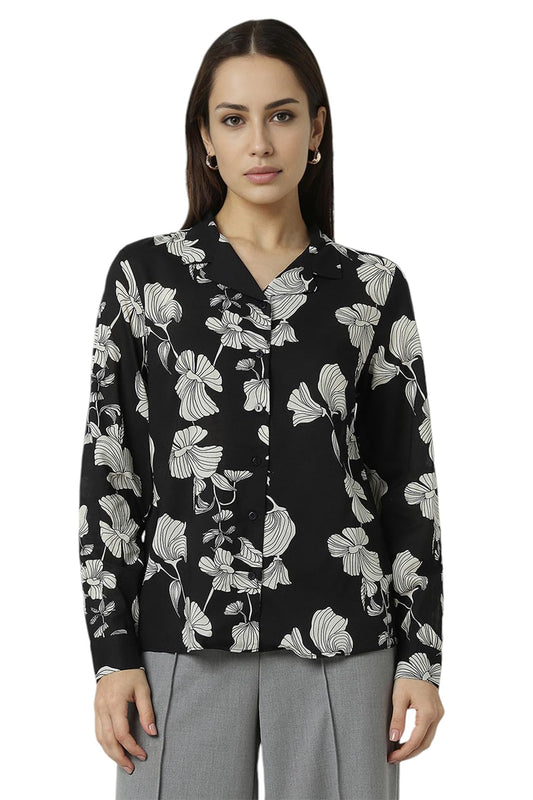 Van Heusen Women's Regular Fit Shirt (VWSFFRGPL53000_Black