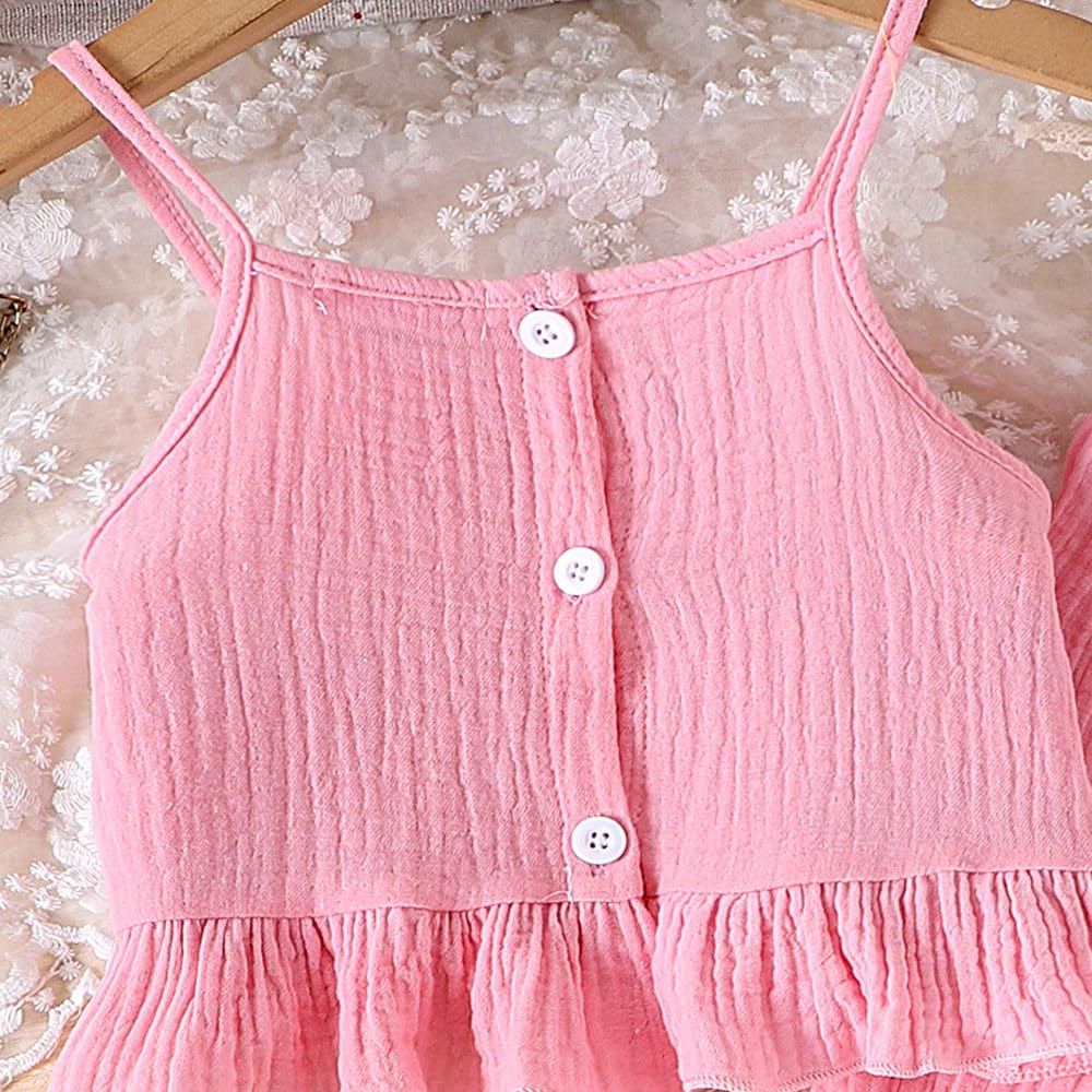 Hopscotch Girls Sleeveless Embellished Pink Color Pant set (5-6 Years)