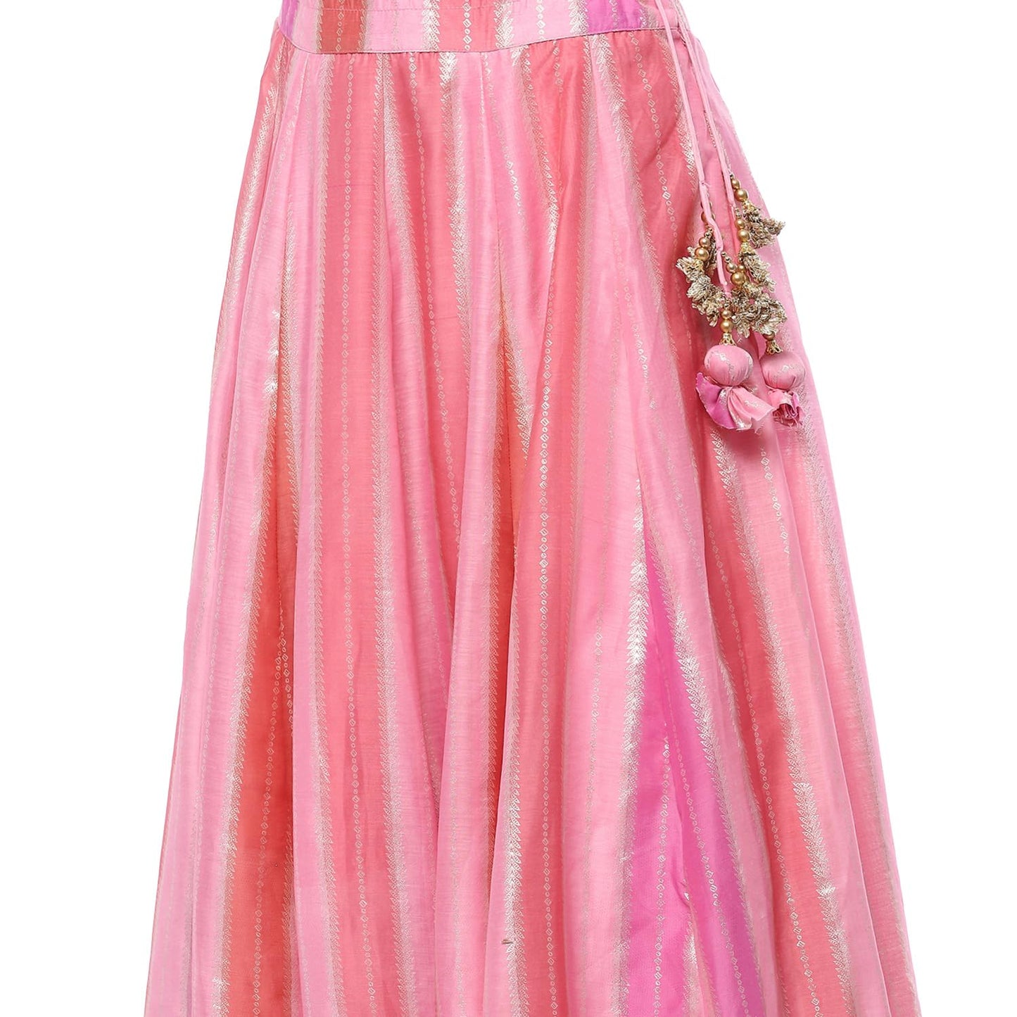 Pink Polyester Straight Lehenga Set