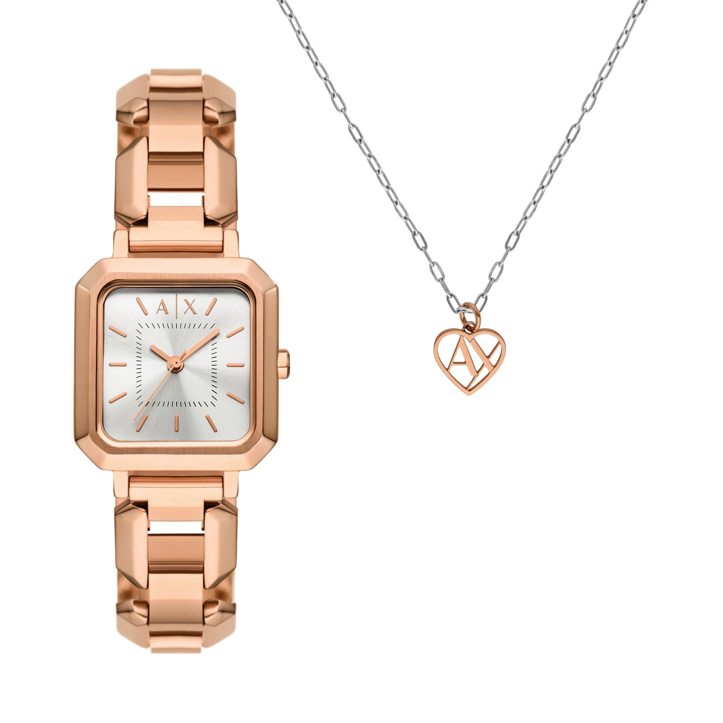 Armani Exchange Pink Quartz Stainless Steel Watch AX7167SET