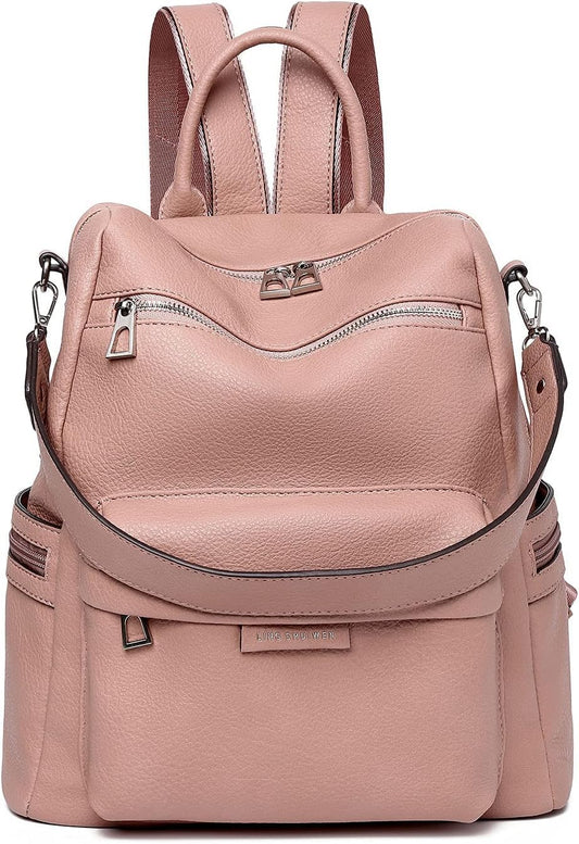ProArch Leather Backpack for Women Elegant Backpack Purse Ladies Leather Shoulder Fitting Diwali Bhaidooj Gift for Sister, Mother Bhabhi (Peach)