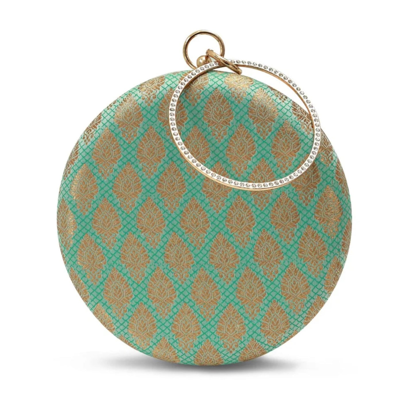 THE TAN CLAN Classic Green Round Clutch Purses Luxury Handbags Bag for Women – Elegant Evening Handbag, Stylish Purse with Magnetic Closure