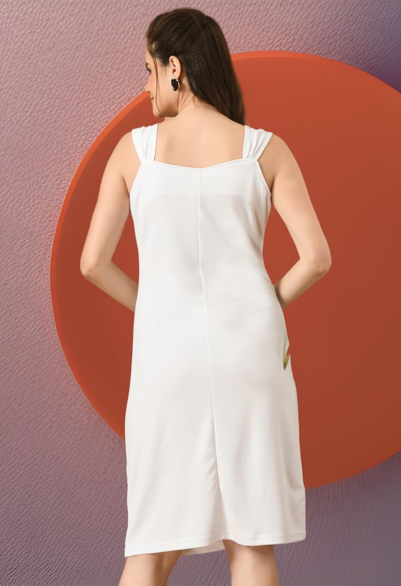 IUGA White Sleeveless Dress for Women (68_White)