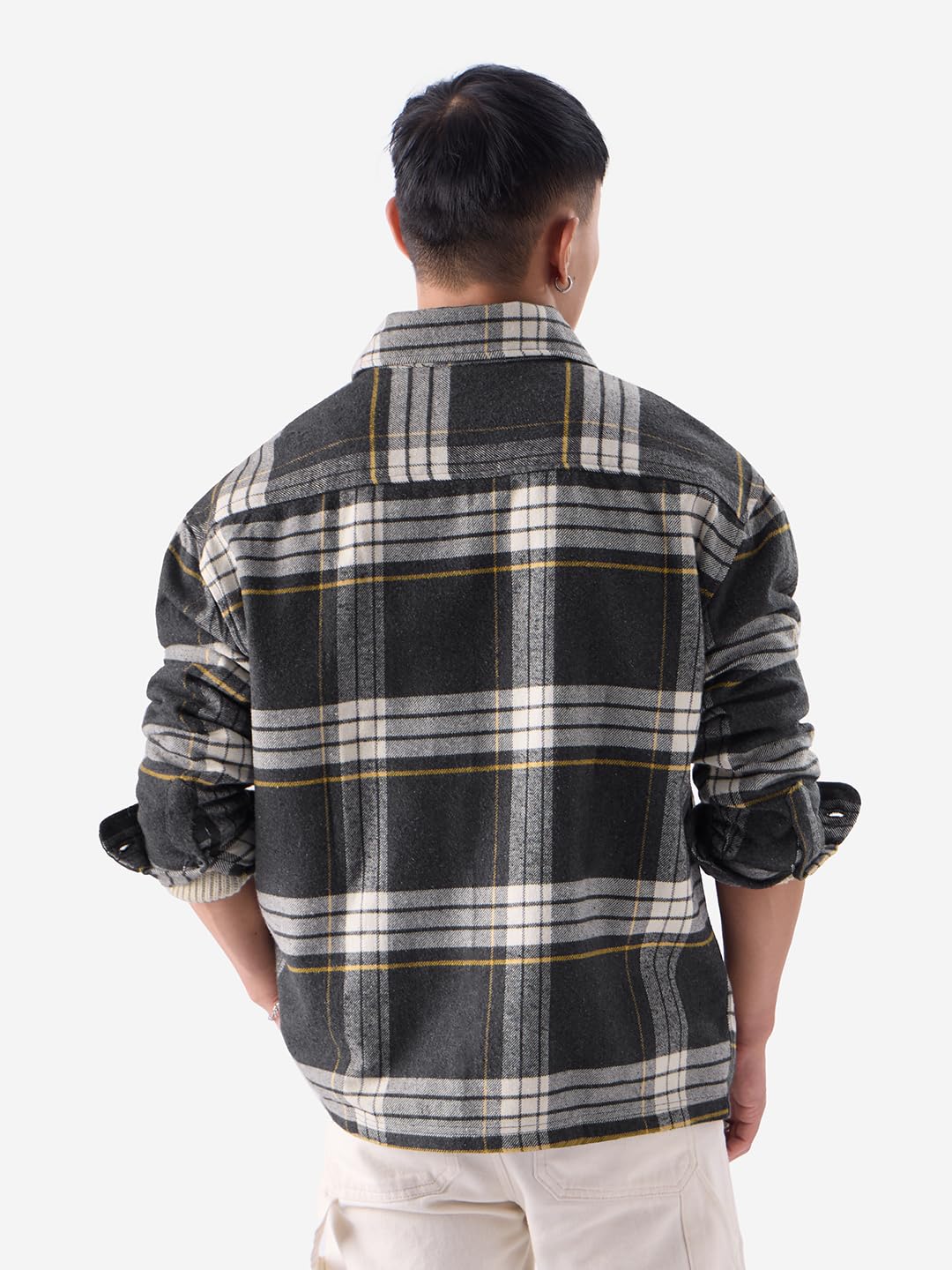 The Souled Store Plaid: Black and Grey Men Shackets