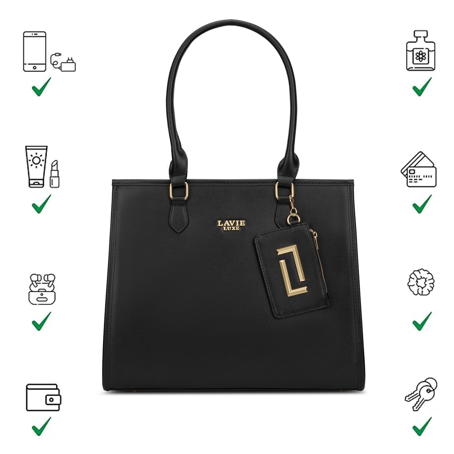Lavie Luxe Women's Duo Quad Pro Tote Laptop Bag | Tote Laptop Bag for Work | Ladies Purse | Stylish Shoulder Bag | Gift for Women