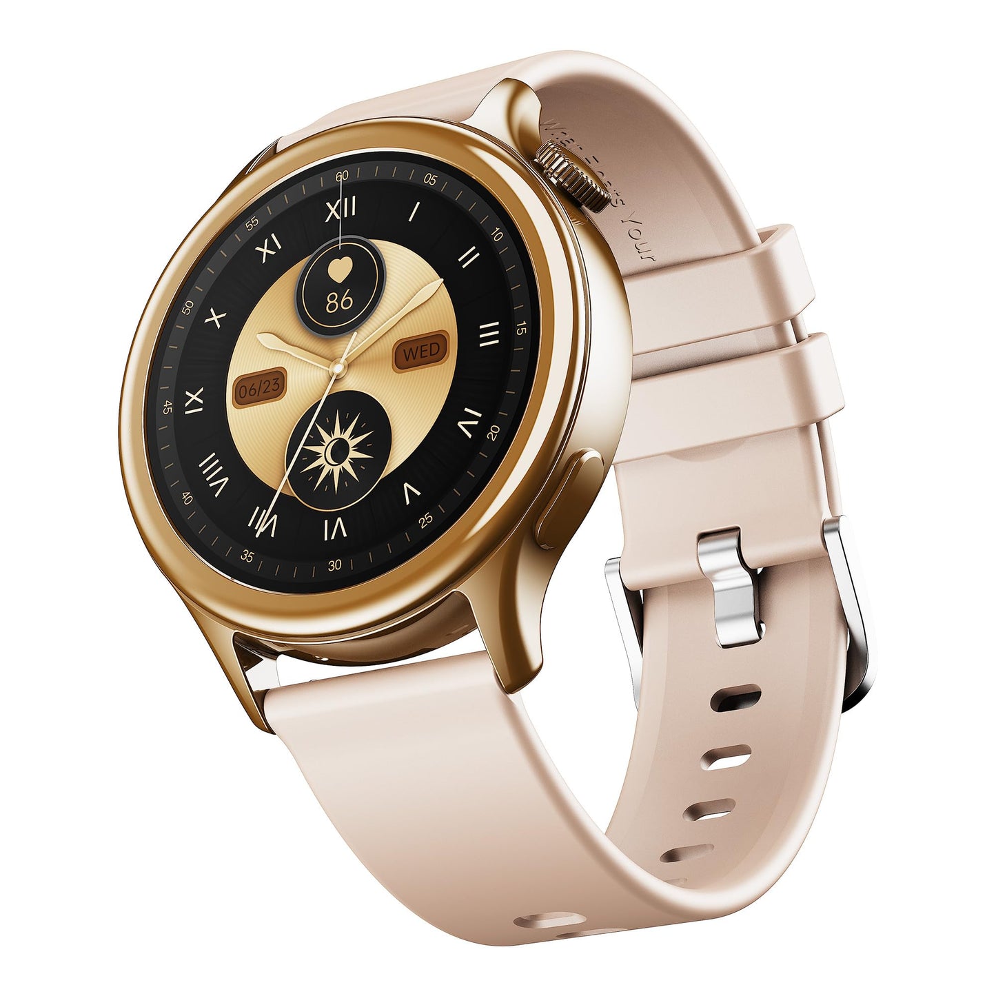 Boat Enigma Daze Women's Luxury Smart Watch w/ 1.3”(3.3cm) AuraVue Display w/ 20% Higher Brightness, Emergency SOS, Female Wellness Tracking, BT Calling, smart Watch for Women Latest (Spring Blossom)